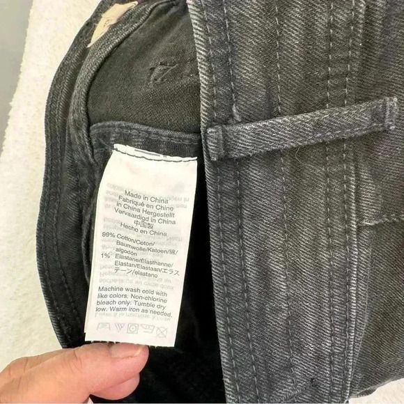 Madewell Black Denim Skirt Rigid A-Line distressed bottom size 2 - Picture 8 of 12